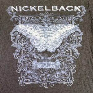 Nickelback Tour 2012 Women's Medium Butterfly Graphic T Shirt Black KAVIO